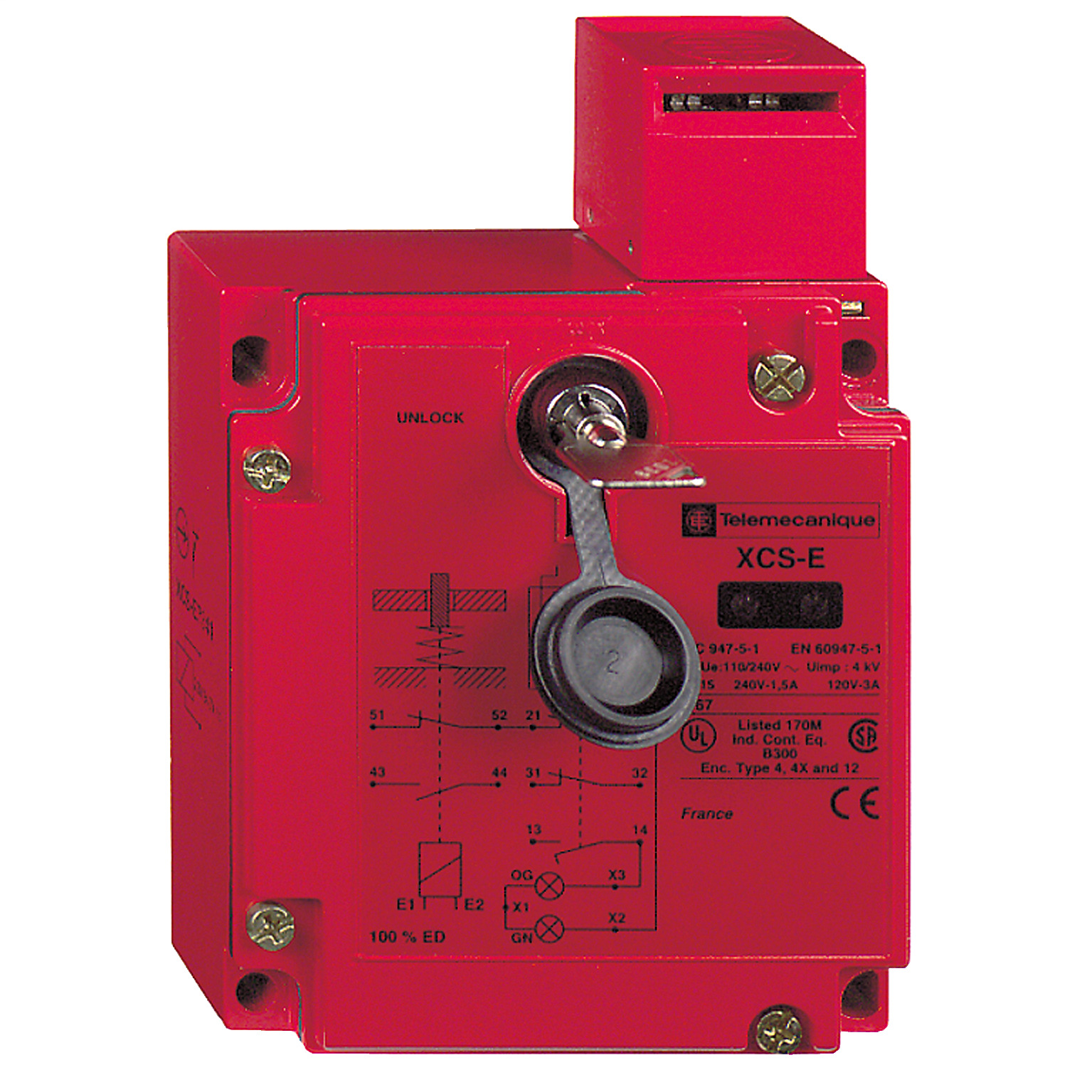 metal safety switch XCSE - 1NC+2NO- slow break-2entries tapped 1/2" NPT-220/240V
