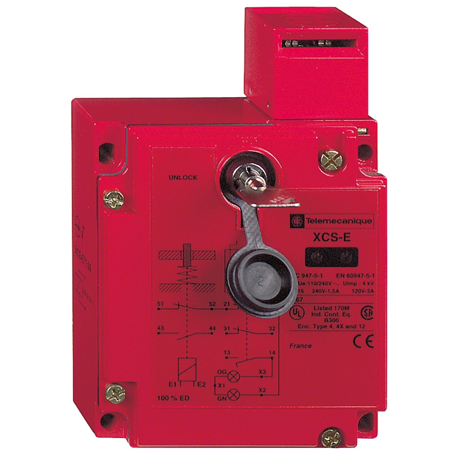 Safety switch, Telemecanique Safety switches XCS, metal XCSE, 3 NC, slow break, 2 entries tapped Pg 13, 24 V