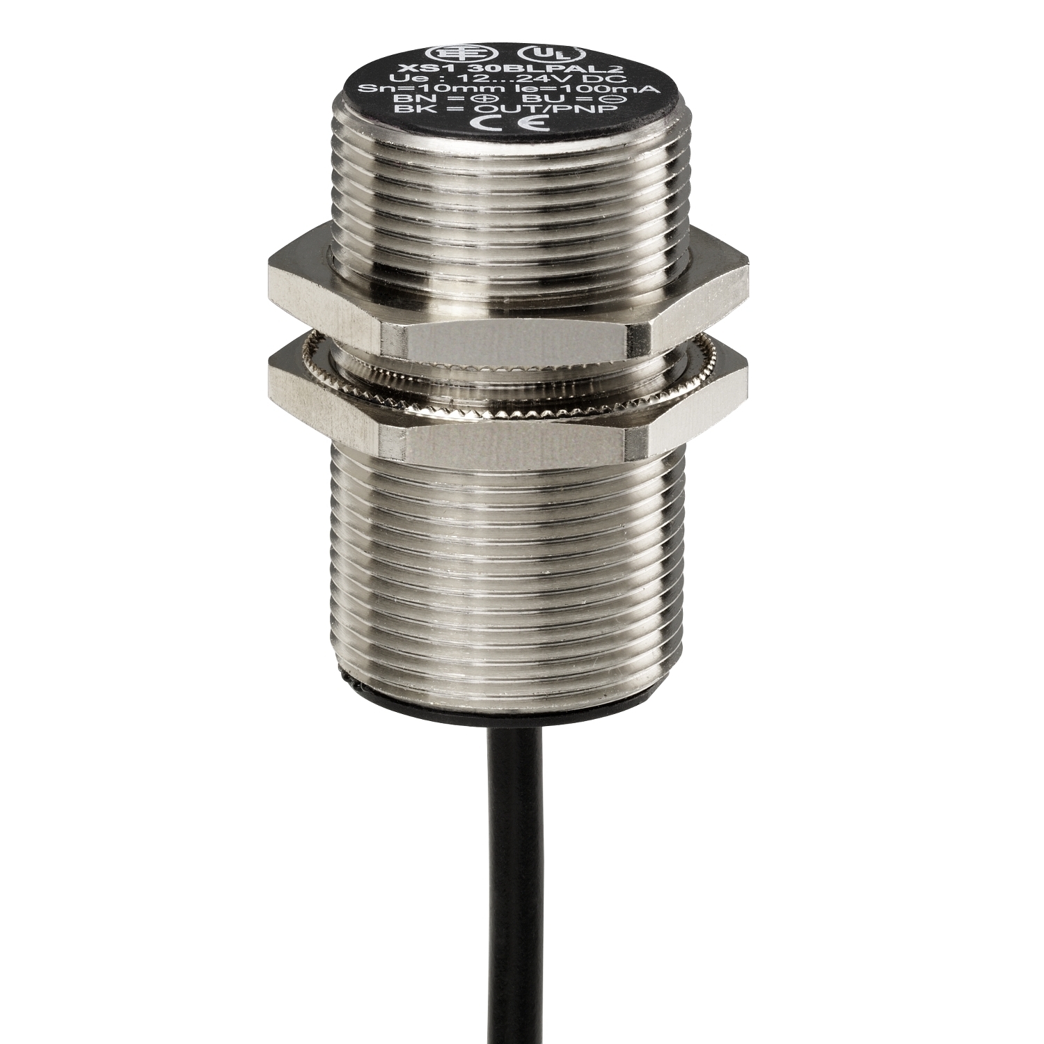 Inductive proximity sensors XS, inductive sensor XS5 M30, L62mm, brass, Sn10mm, 12...48 VDC, cable 2 m