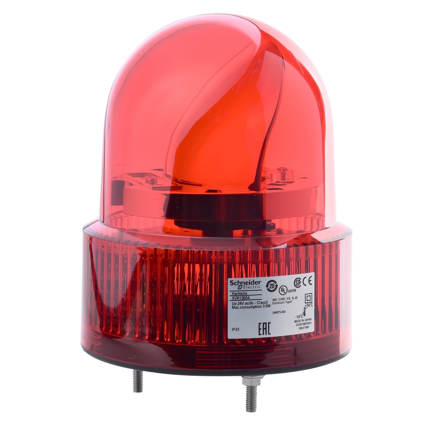 Rotating beacon, Harmony XVR, 120mm, red, with buzzer 5090dB, 24V AC DC