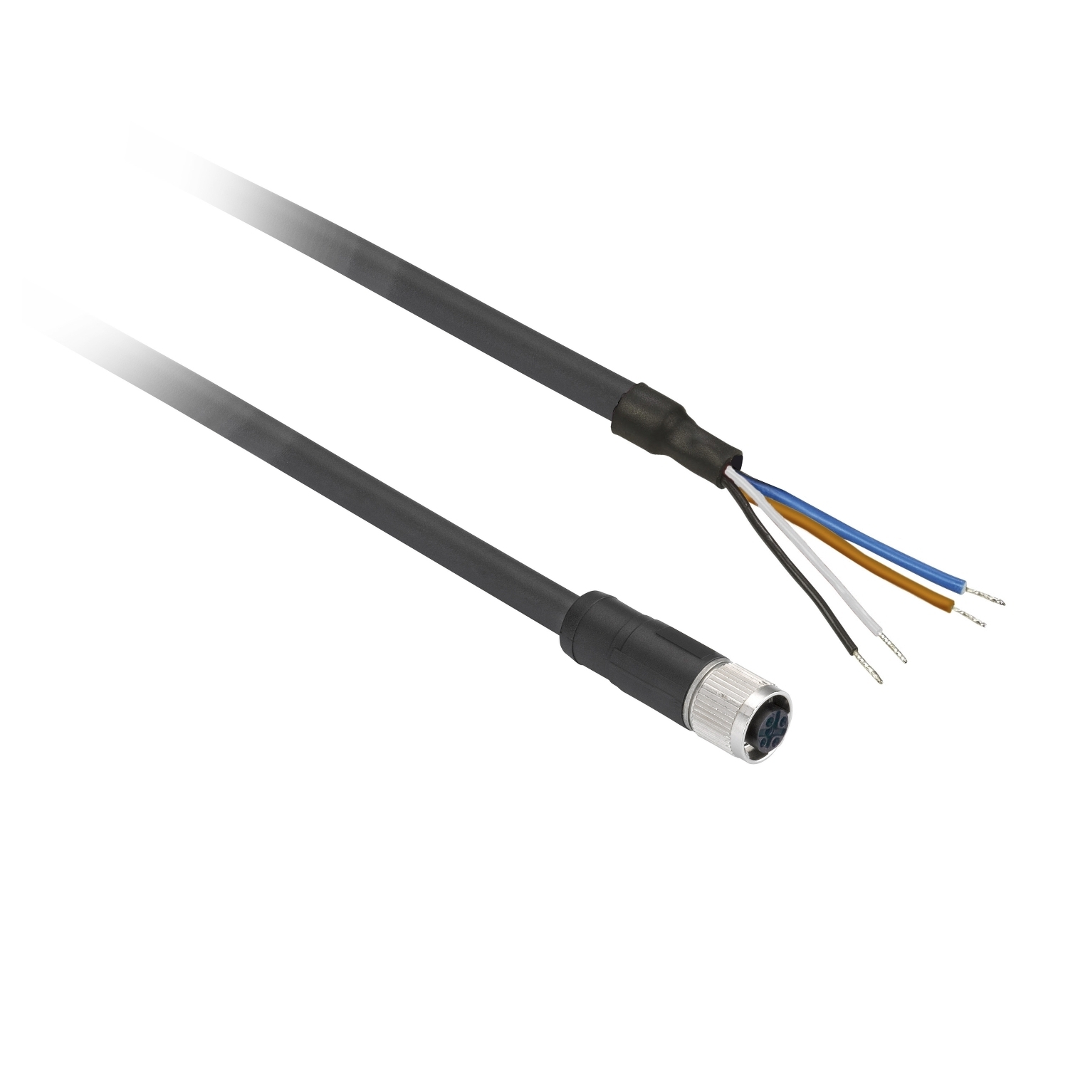 Pre wired connectors XZ, straight female, M12, 4 pins, cable PUR 15 m