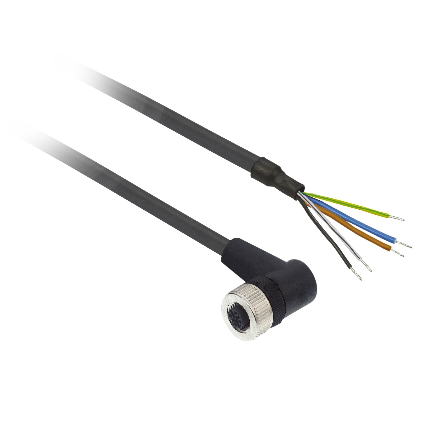 female - M12 - 5-pin - elbowed prewired connector - cable 2 m