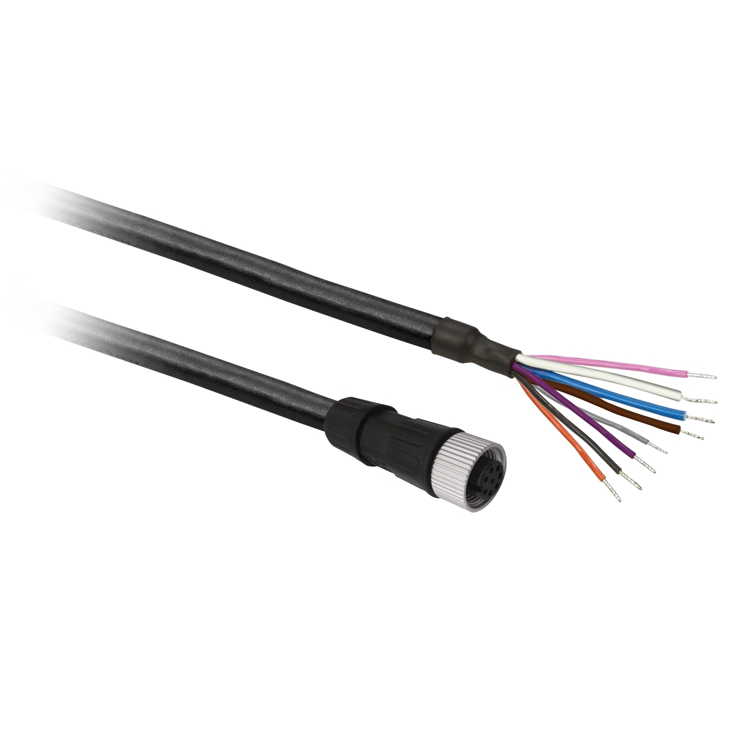 Pre wired connectors XZ, straight female, M12, 8 pins, cable PUR 5 m