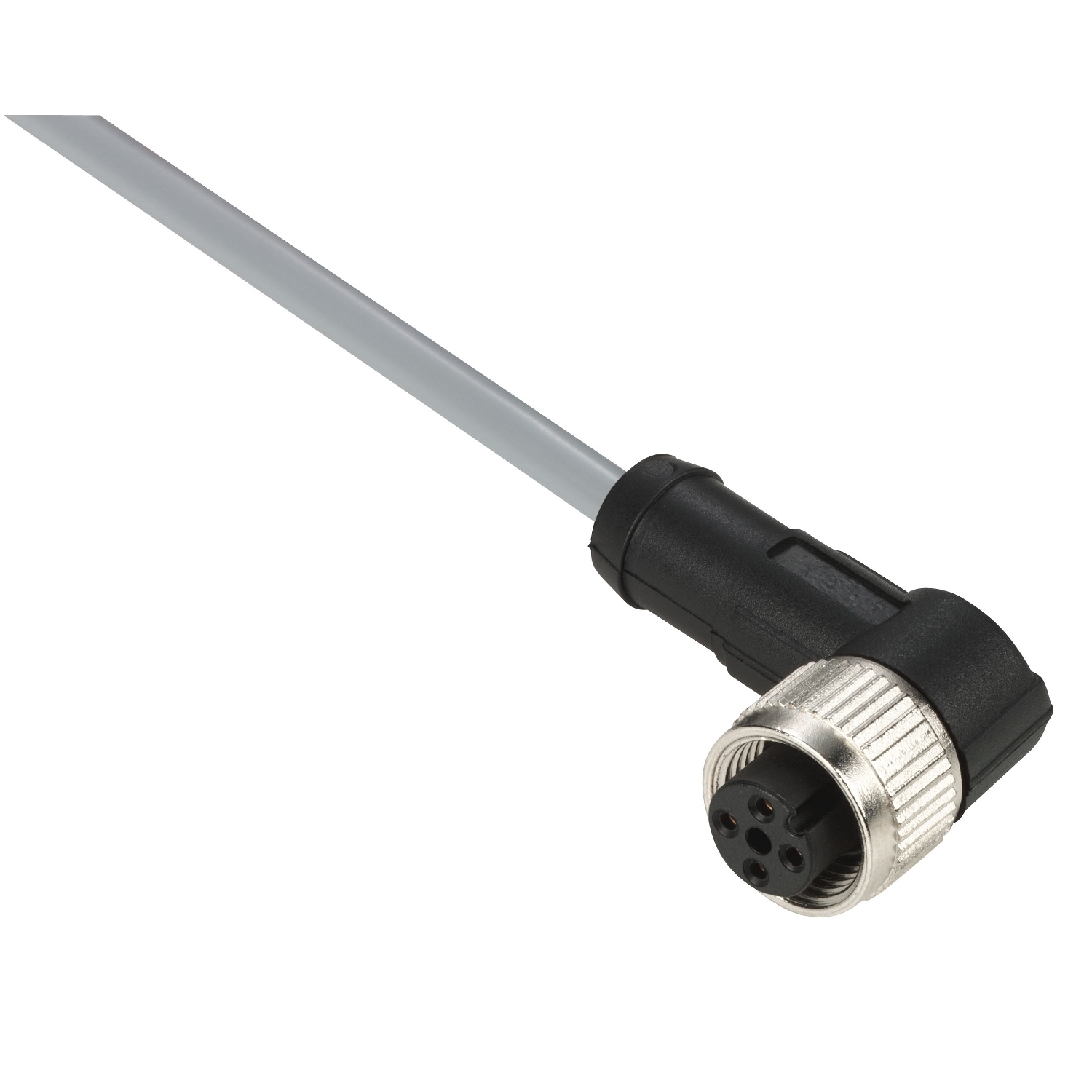 Pre wired connectors XZ, elbowed female, M12, 4 pins, cable PVC 5 m