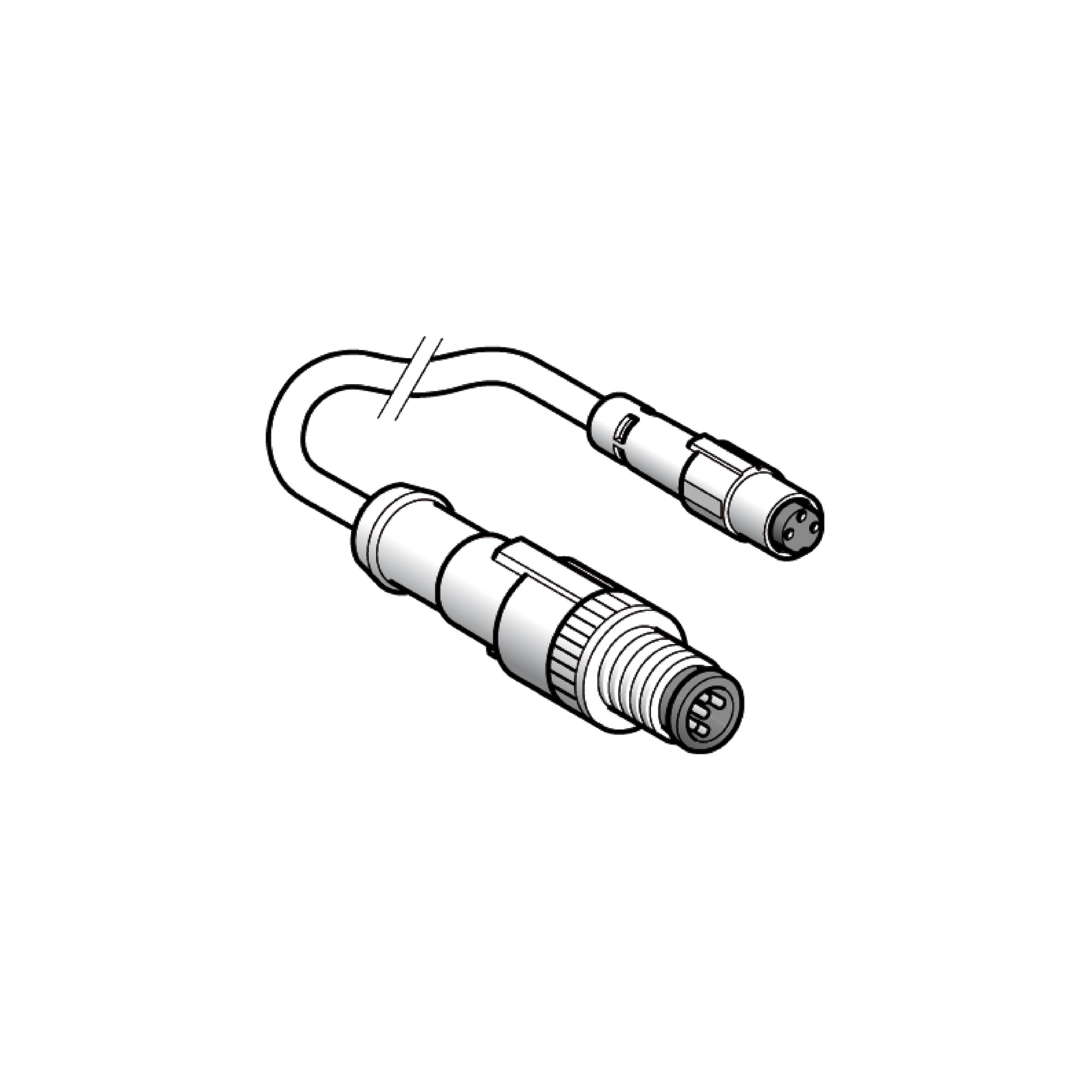 Jumper cable XZ, male straight M12 3 pin, female straight 8 mm 3