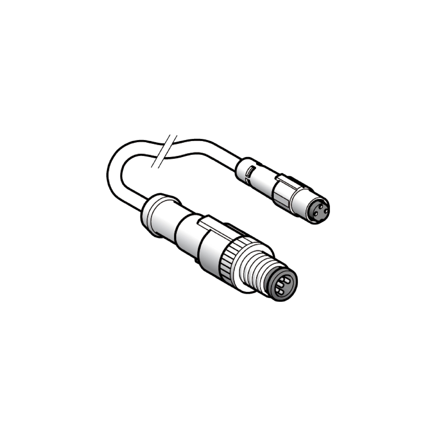 Jumper cable XZ, male straight M12 3 pin, female straight  8 mm 3 pin, PUR 2 m