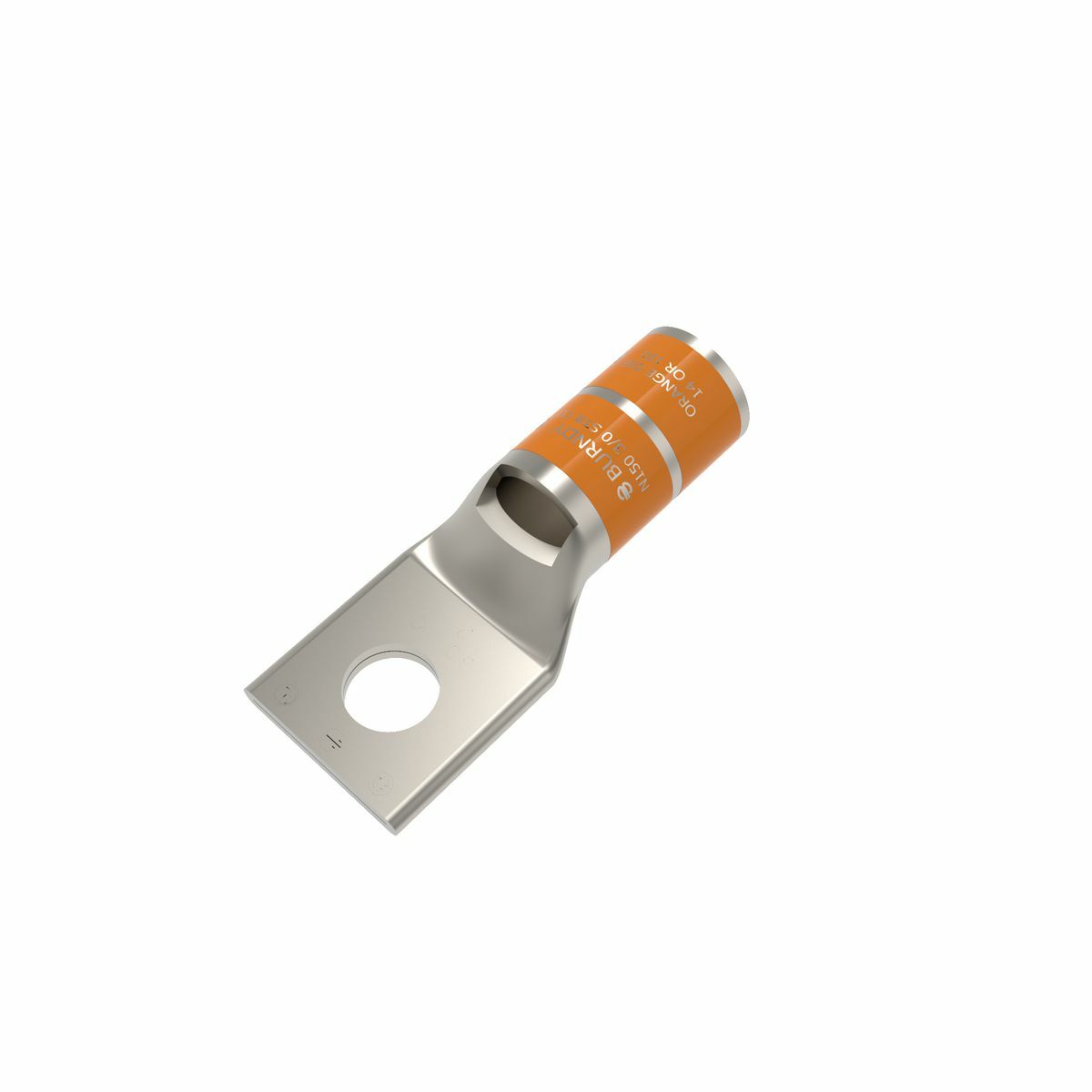 Cu Tubing Cu HYLUG?, 1 Hole with Inspection Window, 3/0 AWG Code, 150 Navy, 600V-35kV, 1/2" stud, Standard, Compression, 0.53 in BCD, Orange.