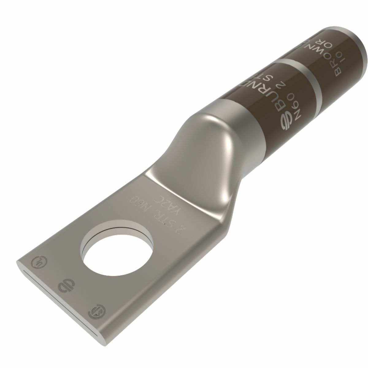 2 AWG CU, One Hole, #10 Stud Size, Long Barrel, Internal Chamfer, Tin Plated, UL/CSA, 90?C, Up to 35kV,BROWN Color Code, 10 Die Index.