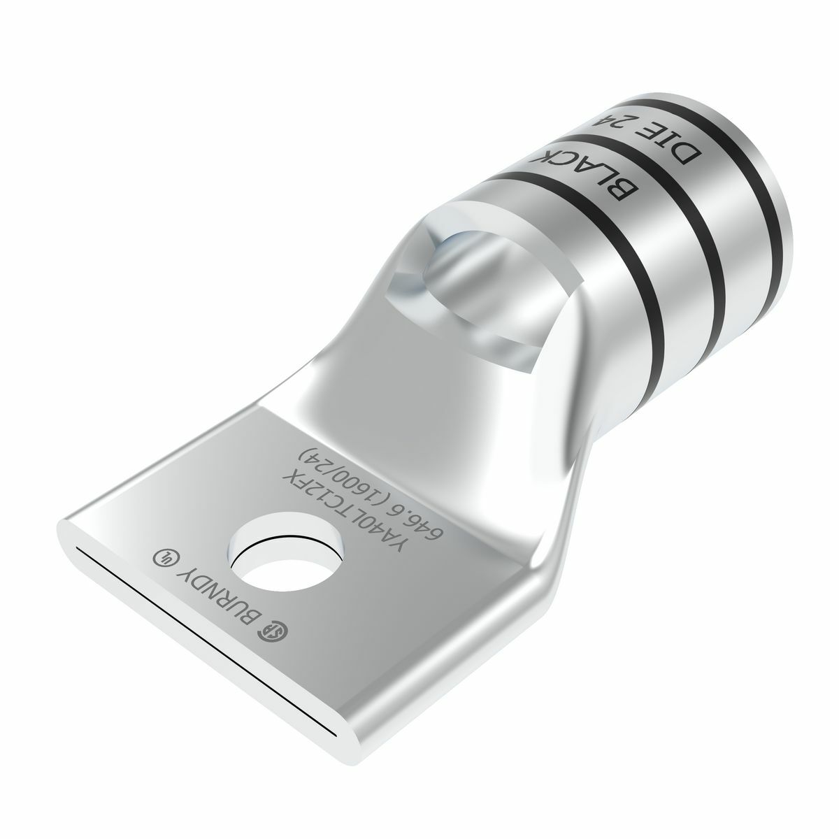 650 kcmil G, 646 DLO CU, One Hole, 1/2 Stud Size,  Standard Barrel, Inspection Window Internal Chamfer, Tin Plated, UL/CSA, 90?C, Up to 35kV, Black Color Code, 24 Die Index.