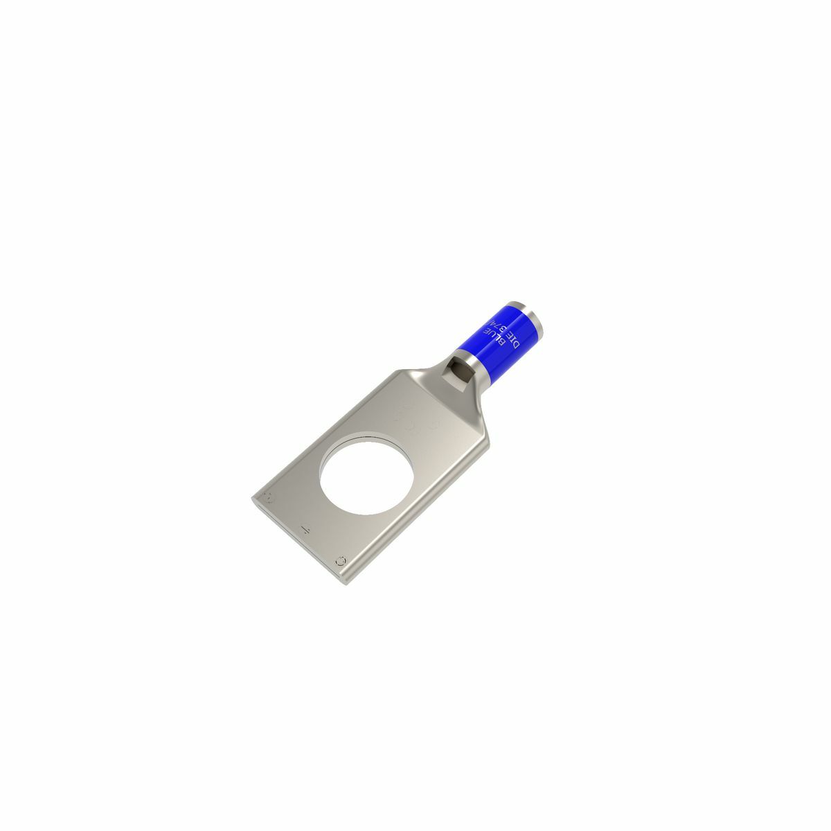 Copper Compression Lug, 1 Hole w/ Inspection Window, #6 AWG, 1/4" Stud, Short Barrel, Tin Plated.