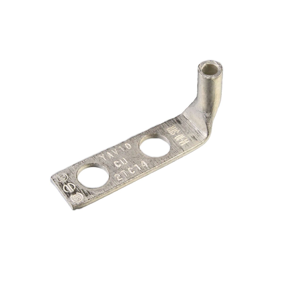 Cu terminal, 2 Holes W/insp window, #14-#10 STR,#12-#10 SOL, #10 stud, Tin - Electro Plated.