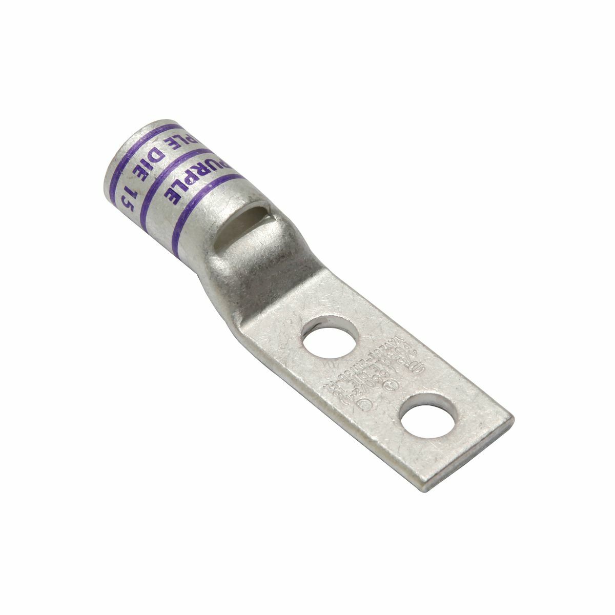 2/0 Flex G,H,I,K,M,DLO, 2/0 AWG CU, Two Hole, 3/8 Stud Size, 1 Hole Spacing, Standard Barrel, Inspection Window, Narrow Tongue, Internal Chamfer, Tin Plated, UL/CSA, 90?C, Up to 35kV, Black Color Code, 13 Die Index.