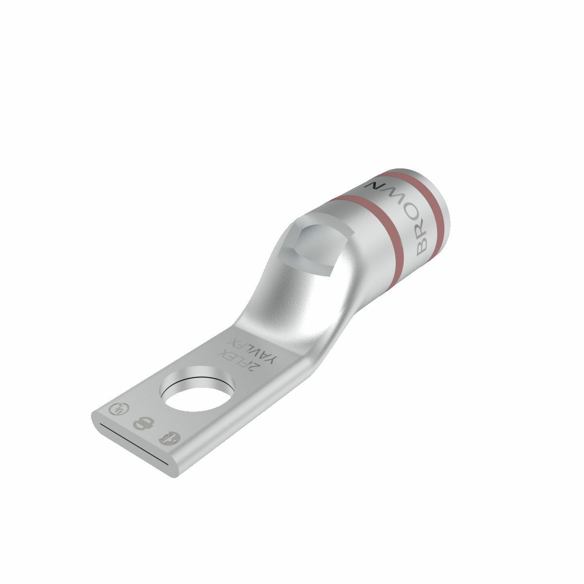 2 Flex G,H,I,K,M,DLO, 2 AWG CU, One Hole, 1/4 Stud Size,  Standard Barrel, Inspection Window, Narrow Tongue Internal Chamfer, Tin Plated, UL/CSA, 90?C, Up to 35kV, Brown Color Code, 10 Die Index.