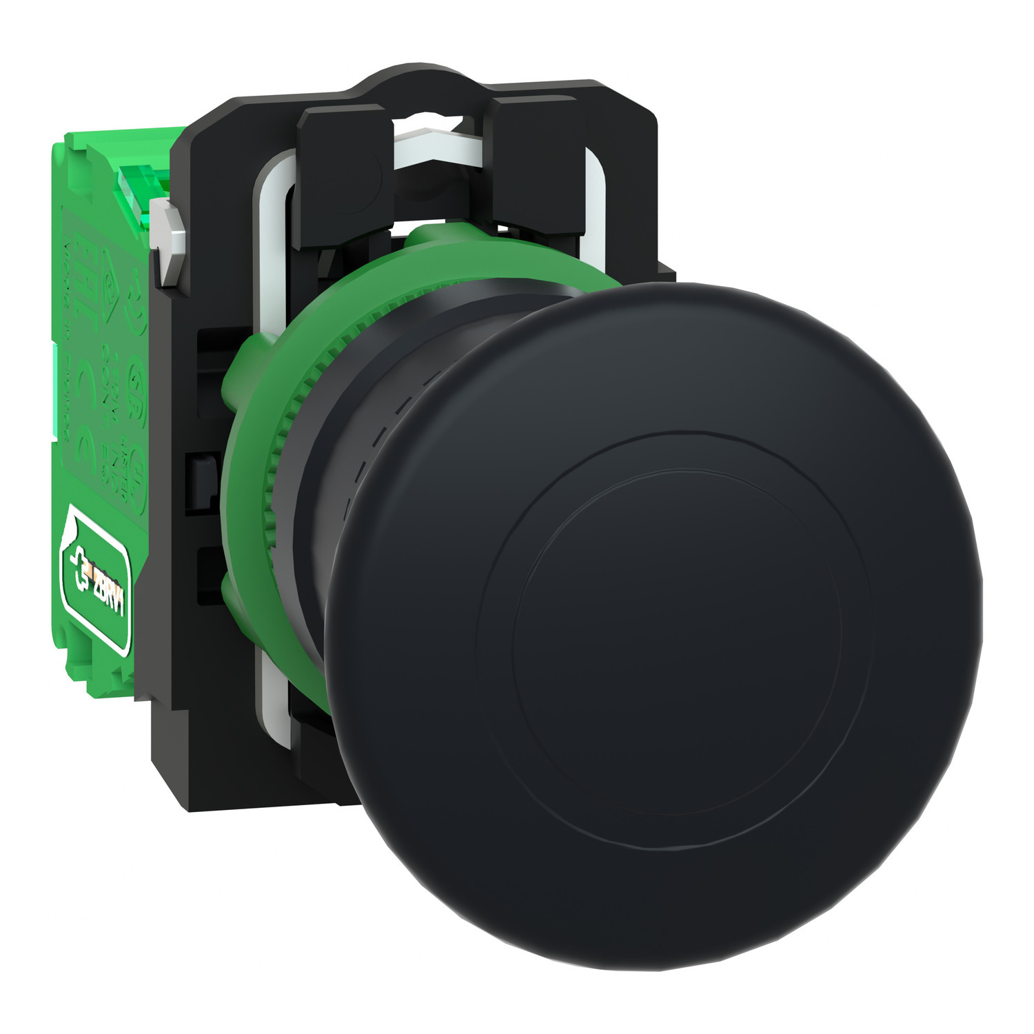 Wireless and batteryless transmitter,transmitter, Harmony XB5R, mushroom head 40mm, plastic, black, 22mm, spring return