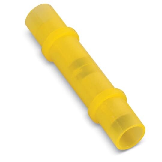 Nylon-Insulated Aircraft Splice, Length 1.54 Inches, Width .35 Inches, Wire Range #12-#10 AWG, Color Yellow, Copper, Tin Plated
