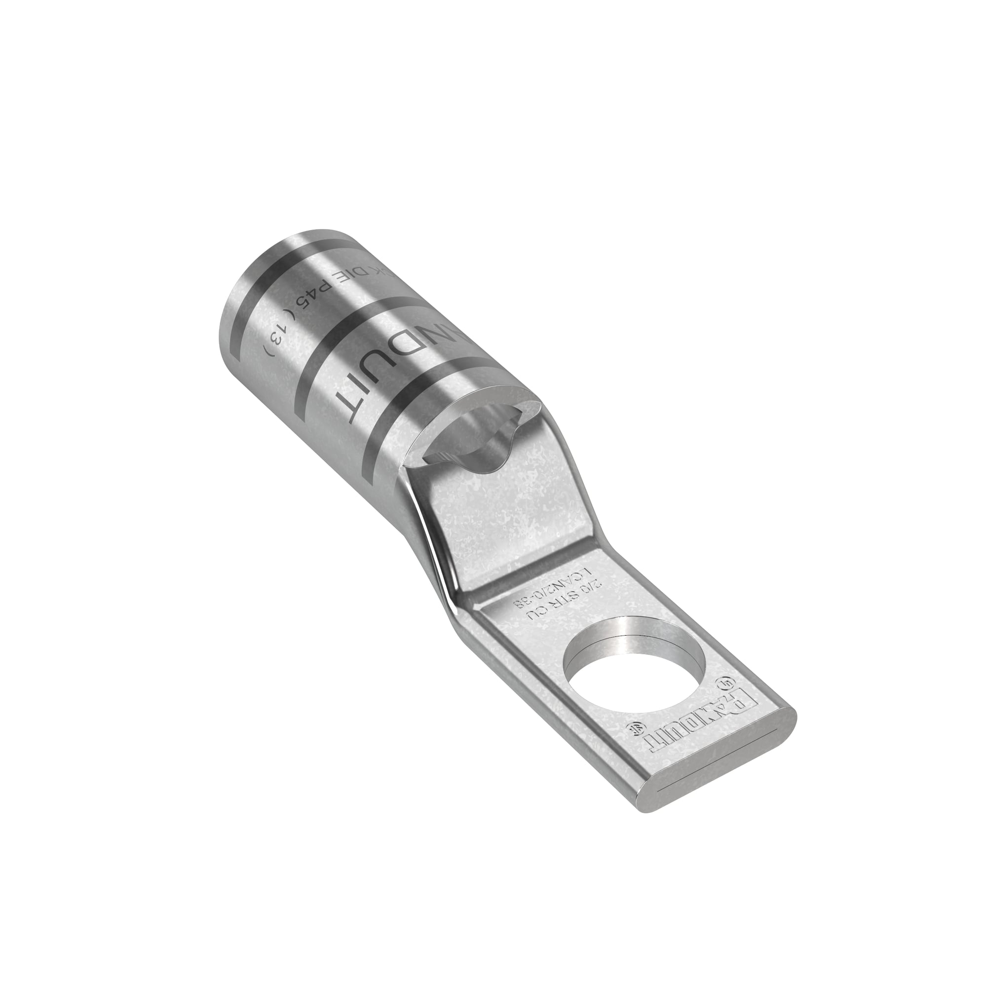 Pan-Lug LCAN2/0-38-X Comp. Lug, 2/0, Narrow, Tin Plt Copper, Strt, 3/8" Stud