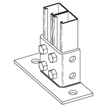 Eaton B-Line series post base, 3.5" H x 8" L x 3" W, Steel, DURA GREEN, Fits channel type B22A, B, C