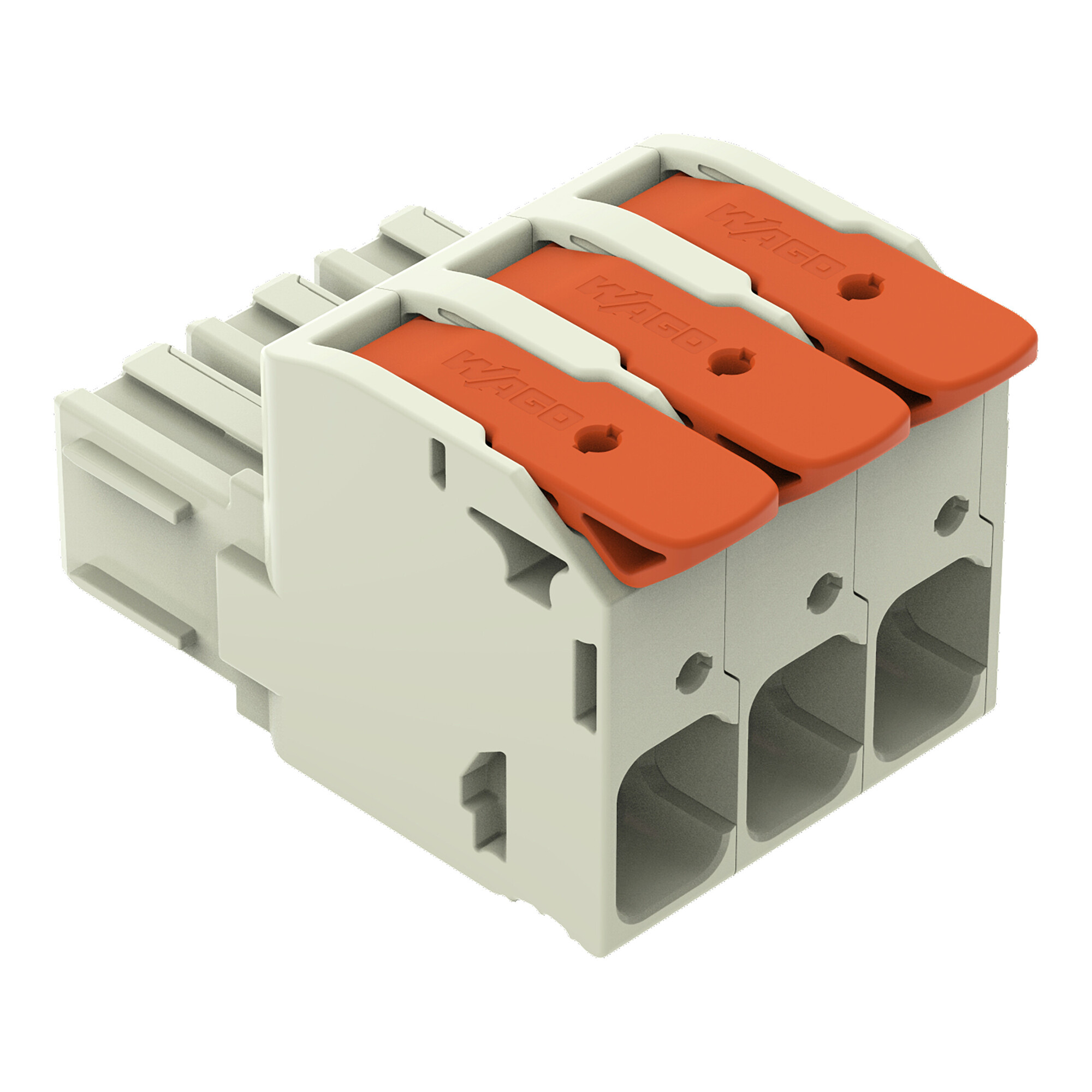1-conductor female connector; lever; Push-in CAGE CLAMP; 16 mm; Pin spacing 10.16 mm; 3-pole; 100% protected against mismating; Silver-plated contacts; 16,00 mm; light gray