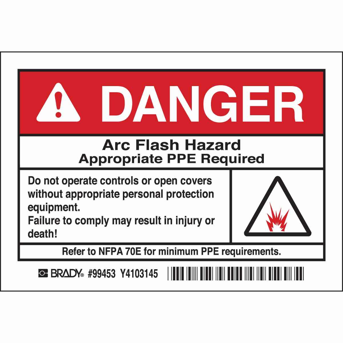 B302 3.5X5 BLK/RED/WHT 5/PK ARC FLASH LB
