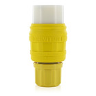 20 Amp, 347 Volt, NEMA L24-20, 2P, 3W Industrial Grade, Grounding, Wetguard Locking Connector for Single Inlet, Yellow