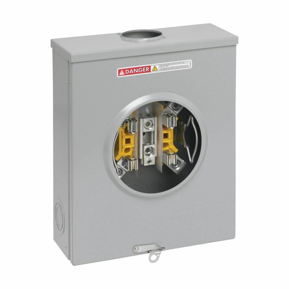 Eaton B-Line series single meter sockets, 200 A, ANSI 61 gray coat finish, Aluminum material