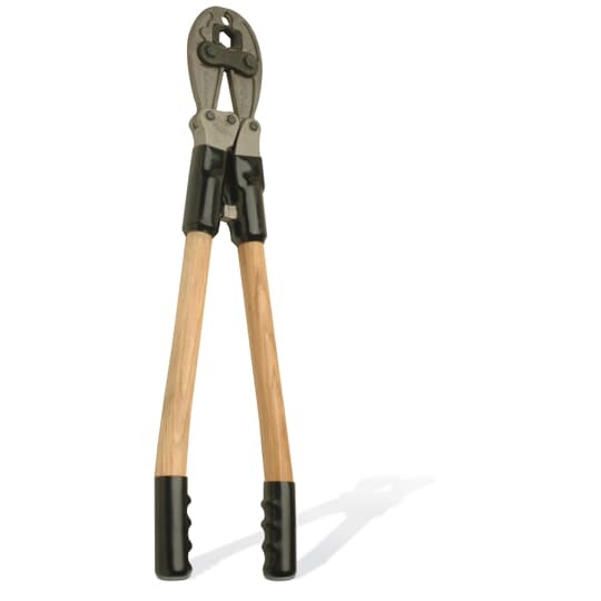 Manual Compression Tool with Fixed 5/8 inch Die, Curved Wooden Handles