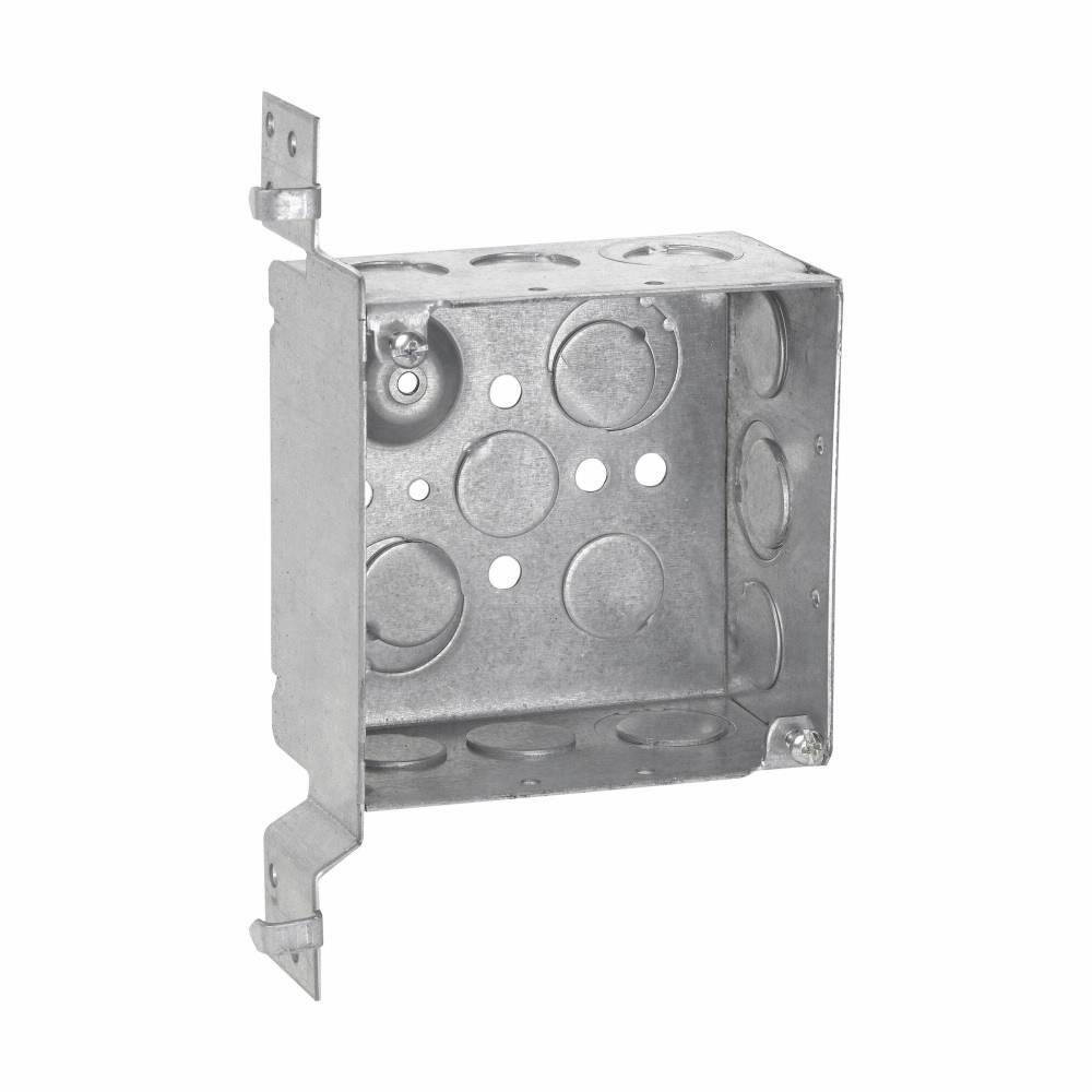 TP437 TP Welded Outlet Box, Steel, 30.3 cu-in Capacity, 1 Gangs, (13) Knockouts, 4 in H x 4 in W x 2-1/8 in D