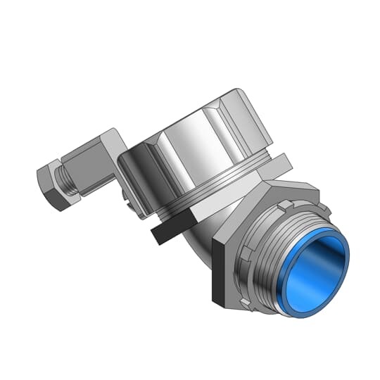 3/4 Inch External Bonding Liquidtight Insulated Connector Flexible Metal Conduit Fitting, 45 Degree Angle, With Revolver Lug, With Tin to plated Copper Alloy Lug for Awg #14 to #2 Ground Wire, for Use In Wet Locations, 10 Pieces