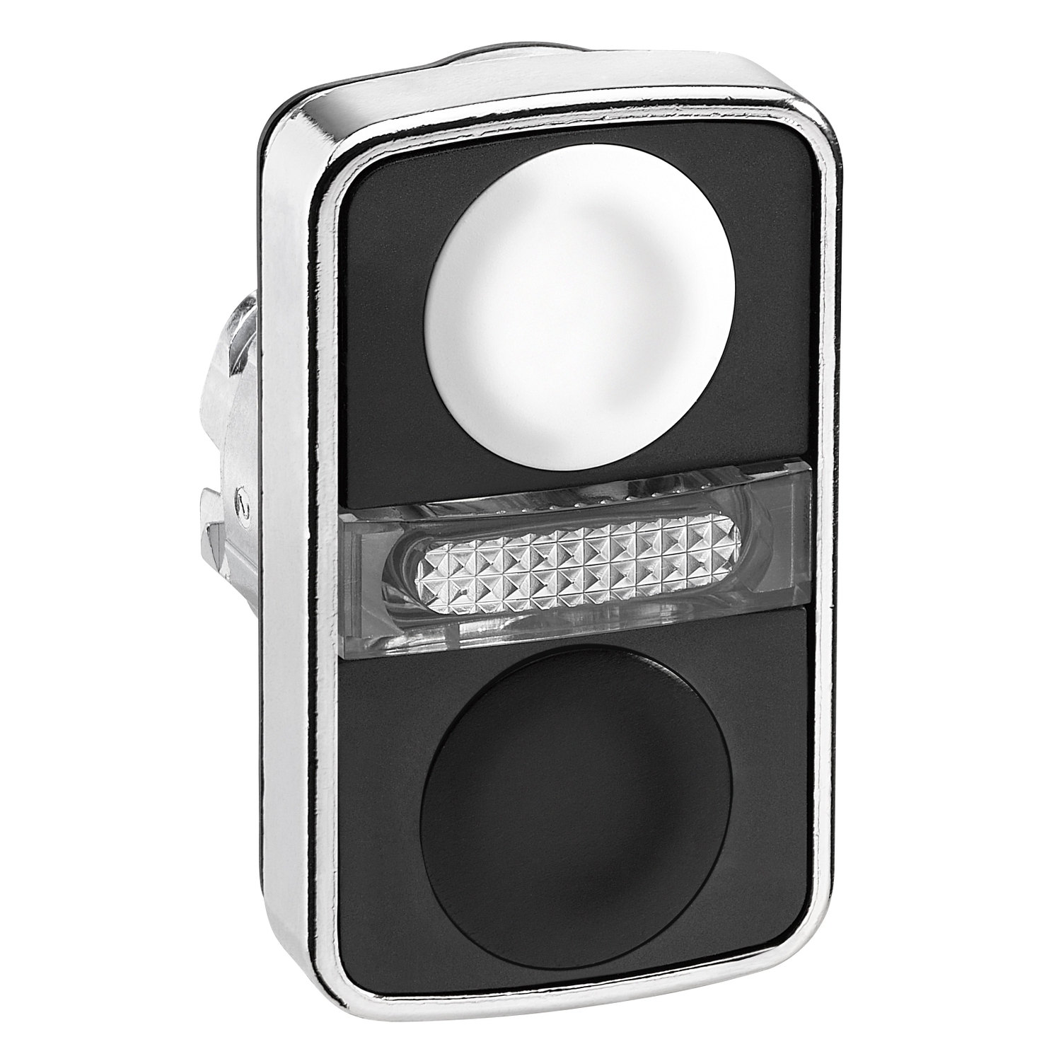 Head for illuminated double headed push button, Harmony XB4, white flush black flush push button 22mm unmarked