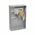 Eaton B-Line series single meter sockets, 200 A, Test block, Ring type, 3R, ANSI 61 gray painted, 010 kAIC, #6-250 MCM, MCB, Steel, Surface mount, 4 jaws, 1 position, 1?/3W, Overhead feed