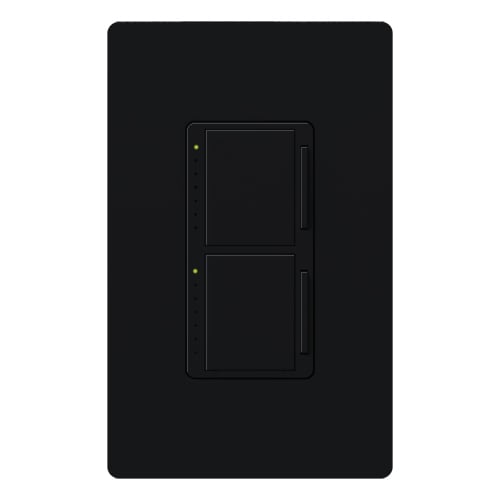Maestro Dual Incandescent/Halogen Dimmer, Single-pole, 120V/300W each dimmer in black