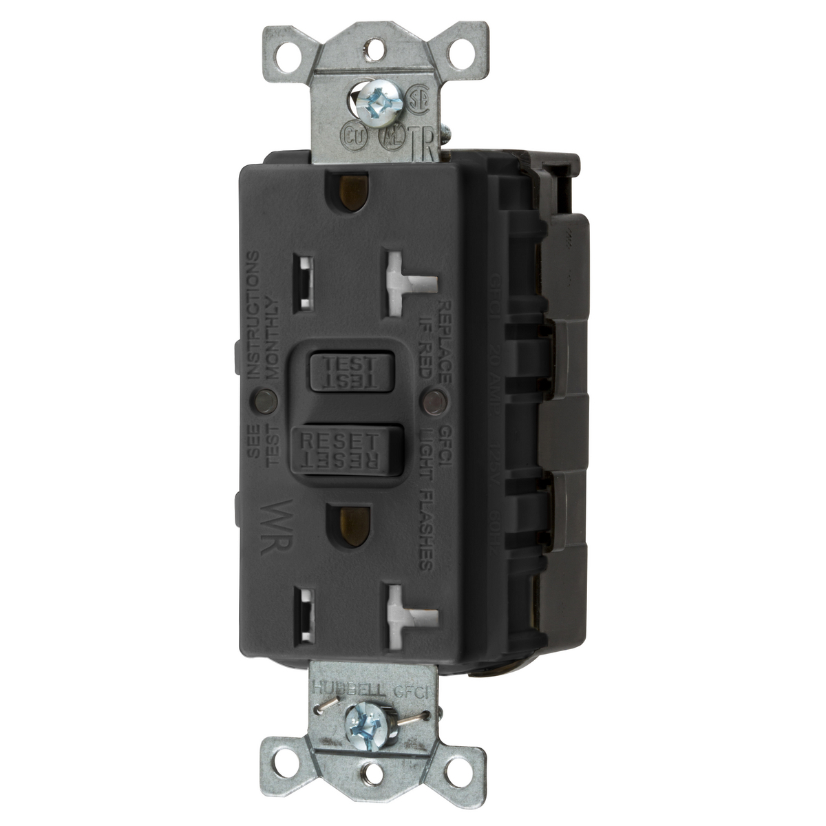 Straght Blade Devices, SNAP-Connect, Weather and Tamper-Resistant, AUTOGUARD, Self Test, GFCI Receptacle, 20A 125V, 2-Pole 3-Wire Grounding, 5-20R, Black