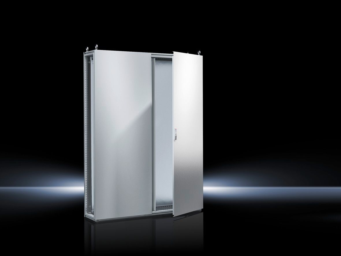 TS Bayed enclosure system, WHD: 1200x1800x400 mm, carbon steel, with mounting plate, two doors at the front
