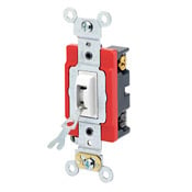 20 Amp, 120/277 Volt, Toggle Locking 4-Way AC Quiet Switch, Extra Heavy Duty Grade, Self Grounding, Back and Side Wired, Gray