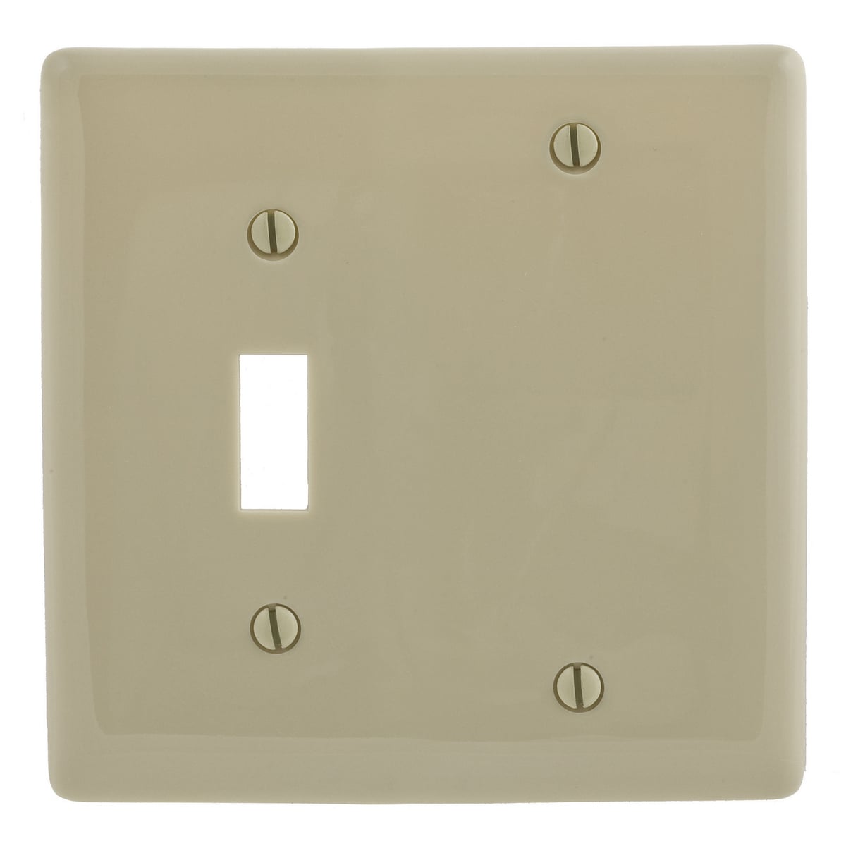 Wallplates and Box Covers, Wallplate, Nylon, 2-Gang, 1) Toggle 1) Blank, Ivory