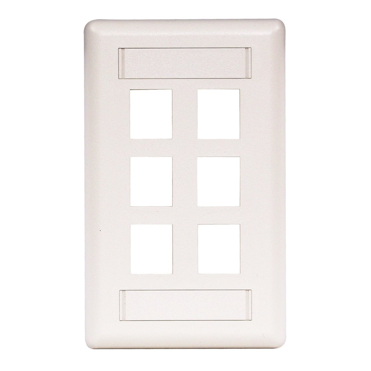 Phone/Data/Multimedia Face Plate, Face Plate, Rear-Loading, 6-Port, Single-Gang, White