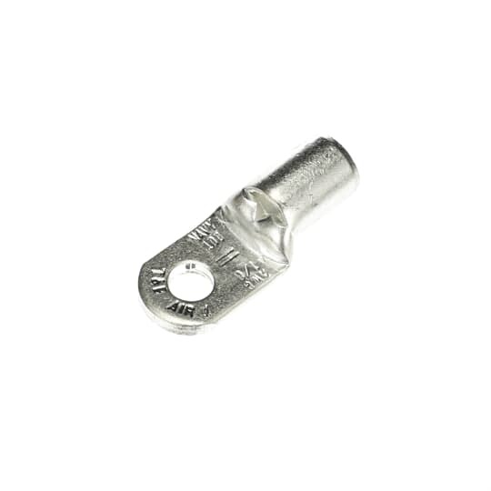 Non-Insulated Tubular Ring Terminal, Length 1.65 Inches, Width .77 Inches, Bolt Hole 5/16 Inch, Wire Range 1AN-1/0, Copper, Tin Plated, 100 Pack