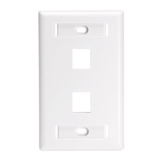 2-Port Quickport Wallplate with ID Windows and Extended Port Spacing, White