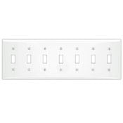 7-Gang Toggle Device Switch Wallplate, Painted Metal, Device Mount, White
