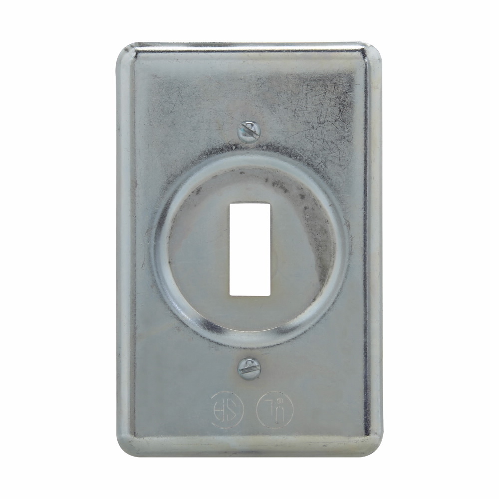 Eaton Crouse-Hinds series DS snap or toggle switch cover, Sheet steel, Surface mount, Single-gang, For square handle general use snap or toggle switches - unguarded