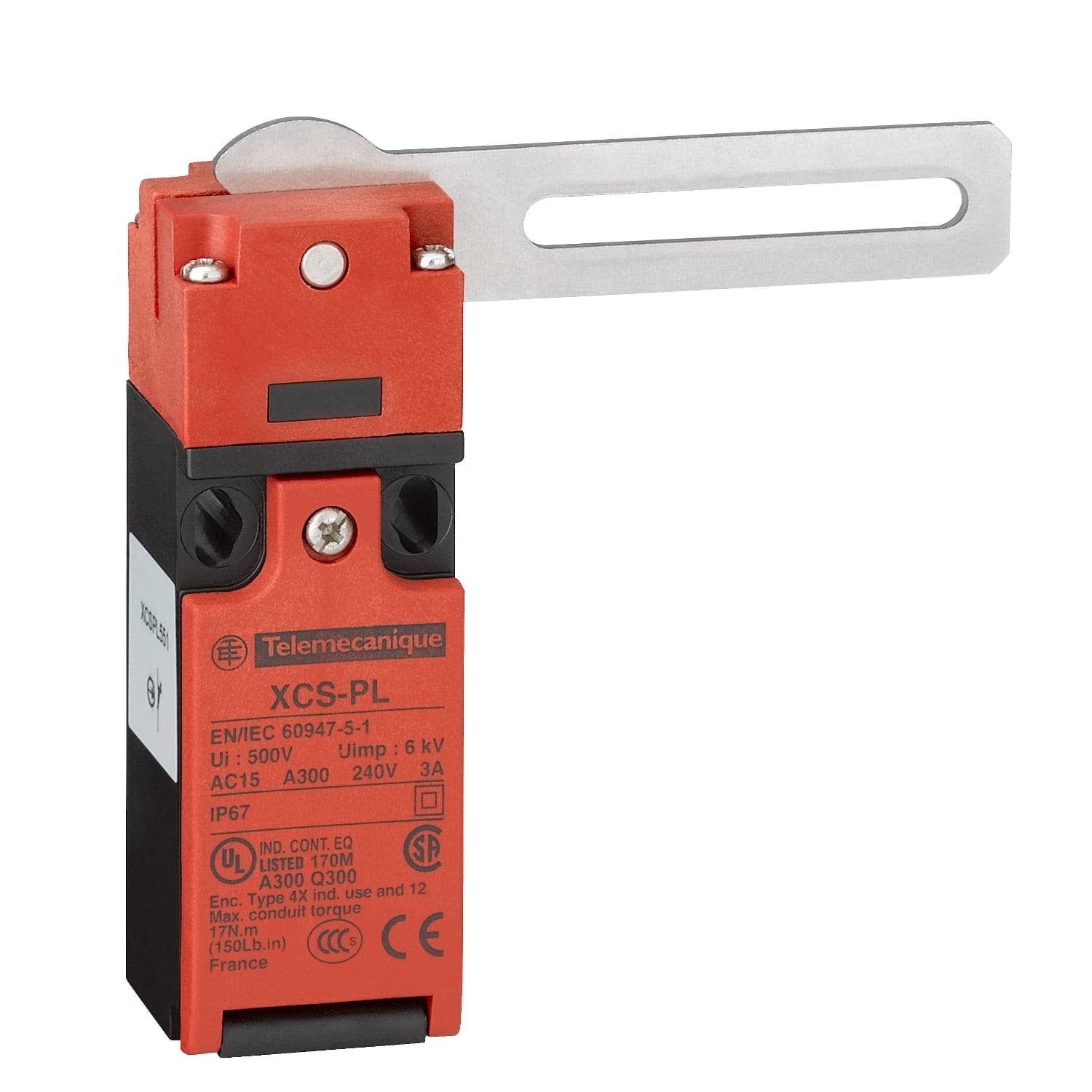 Guard switch, Telemecanique Safety switches XCS, XCSPL, straight lever, to right or to left, 2NC+1 NO, M16