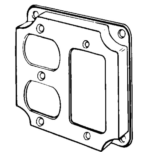 Features:Configuration One Duplex Flush, One GFCI Device, Standard:UL E18095, Material:Steel, Shape:Square, Size:4 X 4 X 0.5IN, Cubic Capacity:7CI