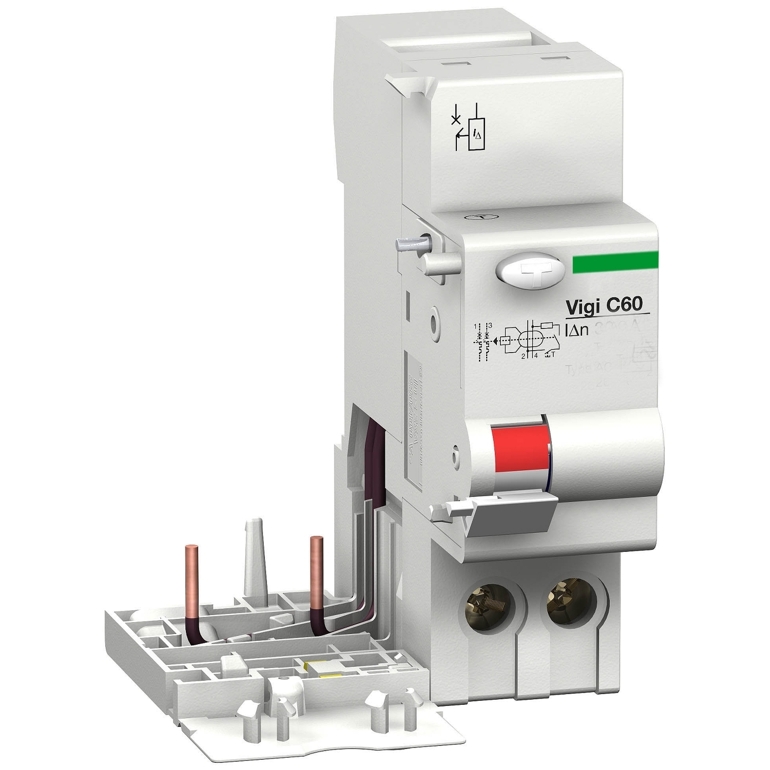 Add-on residual current device, Multi9 Vigi C60, 2P, 63A, AC type, instantaneous, 30mA, 230/240VAC