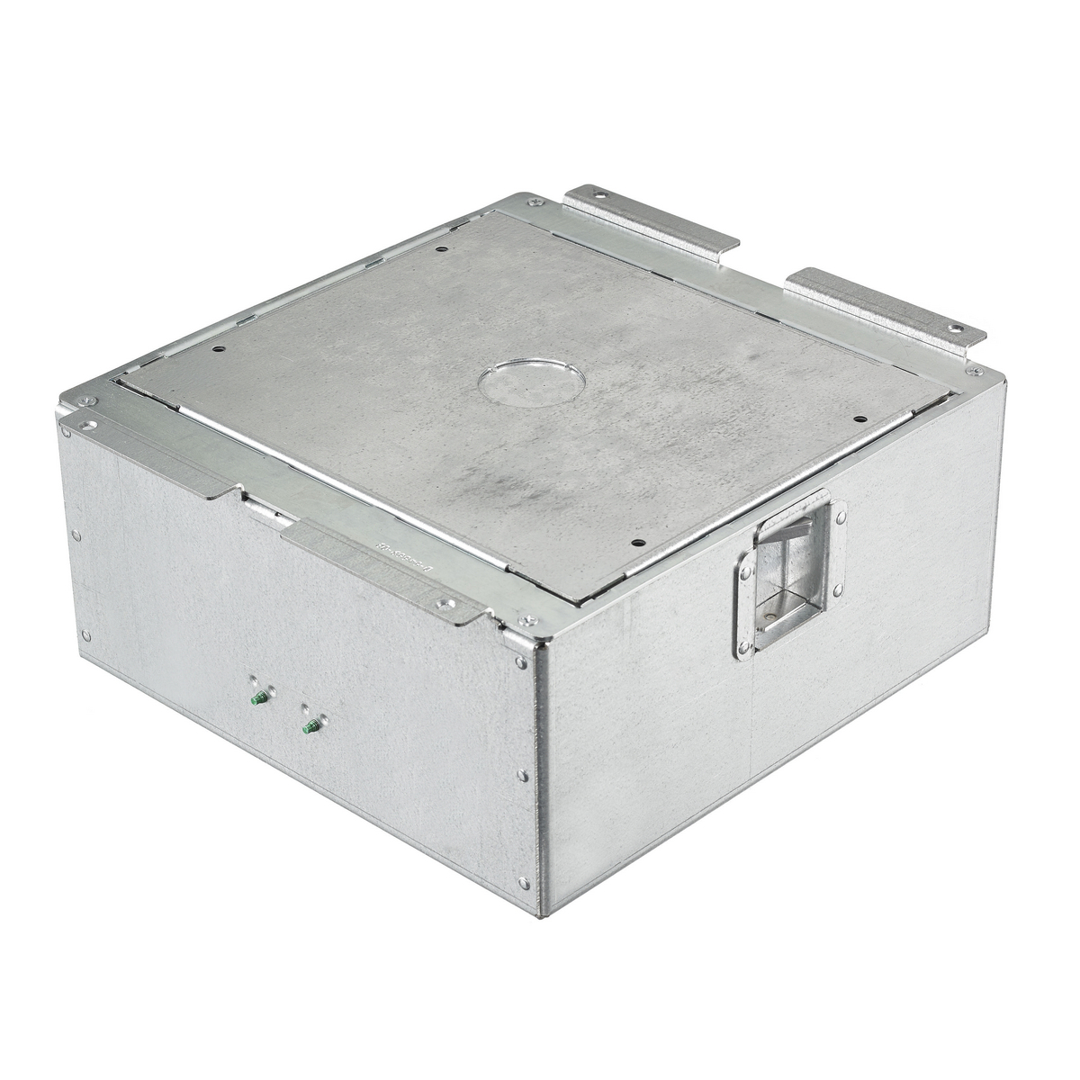 Raised Access or Wood Floorboxes, Galvanized Stamped Steel Box, Recessed, 4-Gang AFB Series, 5.50" Deep Rectangular Box with Installation Cover, No Knockouts, Chicago Approved