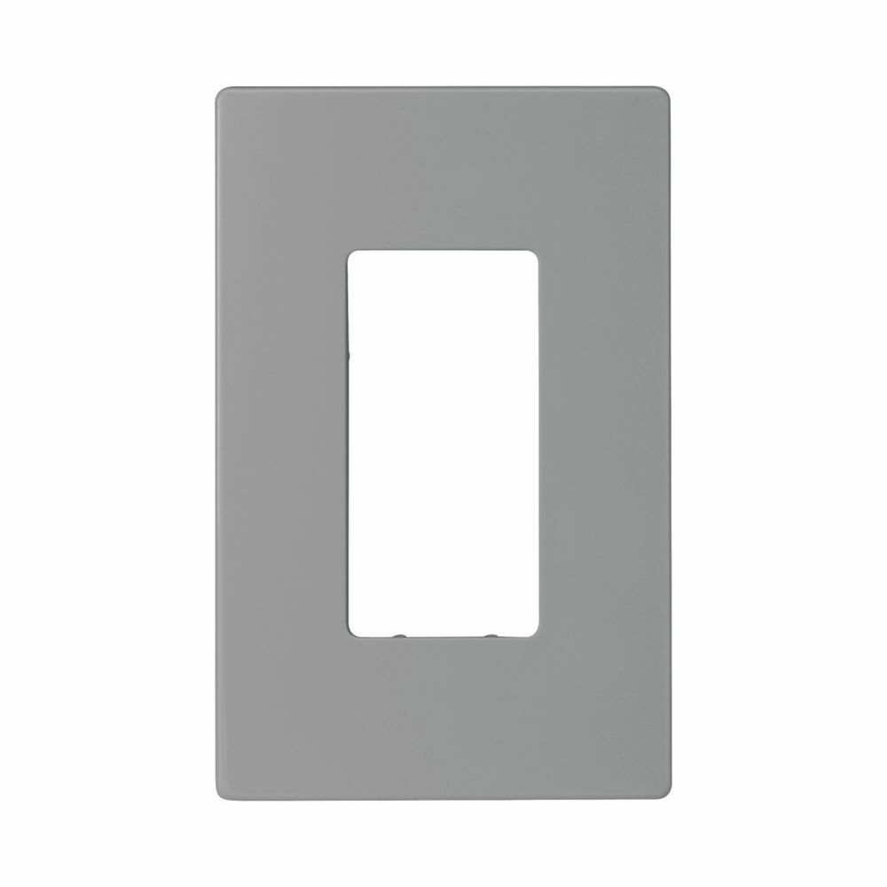 Eaton Screwless wallplate, Screwless, Gray, Decorator Cutout, Polycarbonate, Single- gang, Mid-size