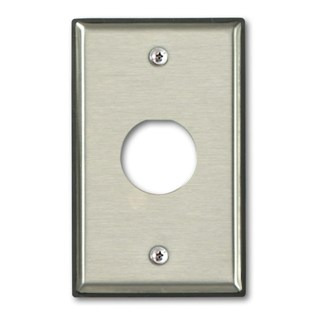 DuraPort Industrial Stainless Steel Wallplate, single gang, 1-port.  Connector housing and cap not included.