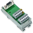 Interface module with shielded connection - in mounting carrier - Wago (289 series) - 25-poles (25P) - with 25-pin D-sub female connector (system) + 2-row spring cage-clamp 26-pin for 0.08...2.5mm2 cables (field) - Rated current 2A - DIN-35 rail (vertical) mounting (68.5mm width) - IP20 - rated for -20Â°C...+50Â°C ambient