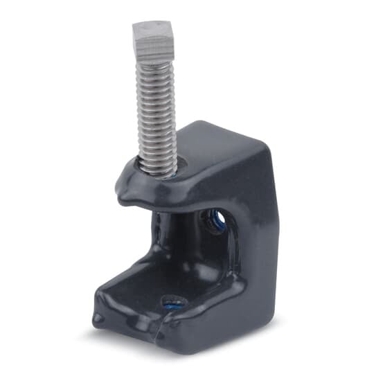 PVC Coated Hanger Rod Beam Clamp, Jaw Opening 15/16 Inch/23.81 Millimeters, Load Rating 450 Pounds/204.12 Kilograms, Base 1 Inch x 1-1/4 Inch, Malleable Iron, Gray
