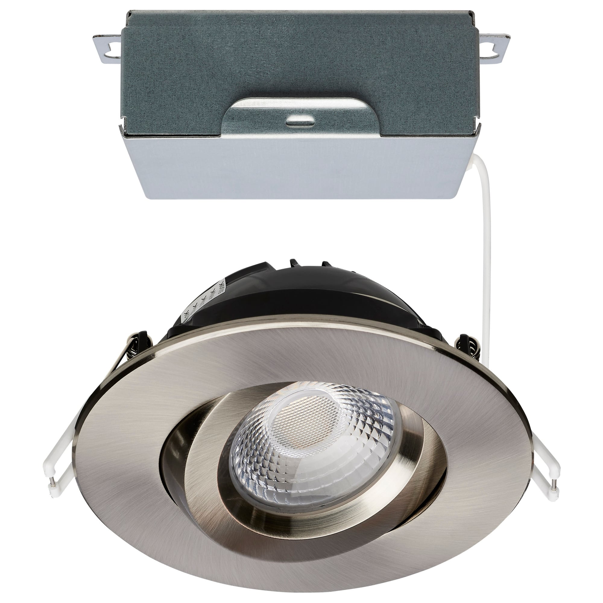 12W LED Downlight - Gimbal 4 in - CCT Select - Round - Remote Driver - Brushed Nickel - 850L 120V