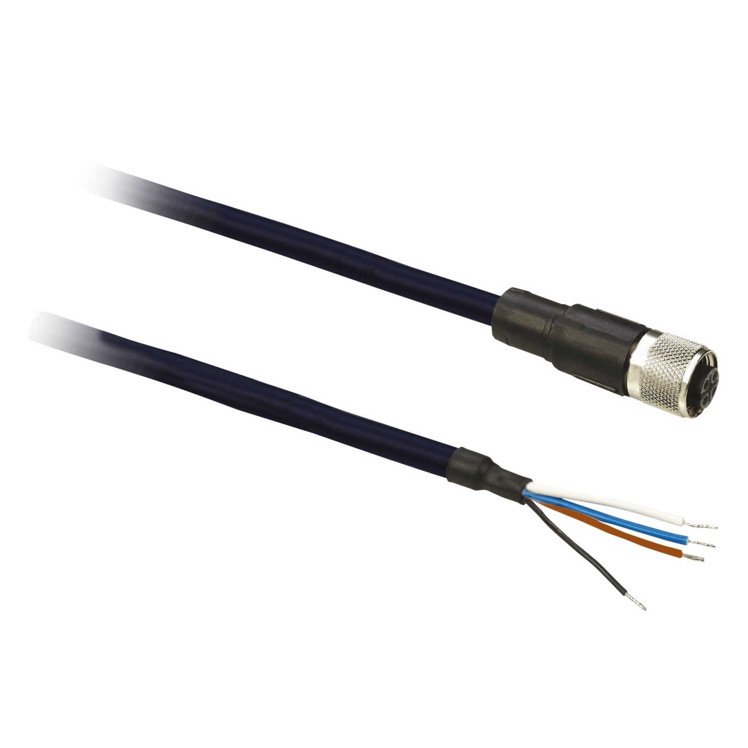Pre wired connectors XZ, straight female, M12 4 pins, shielded cable PUR 5 m